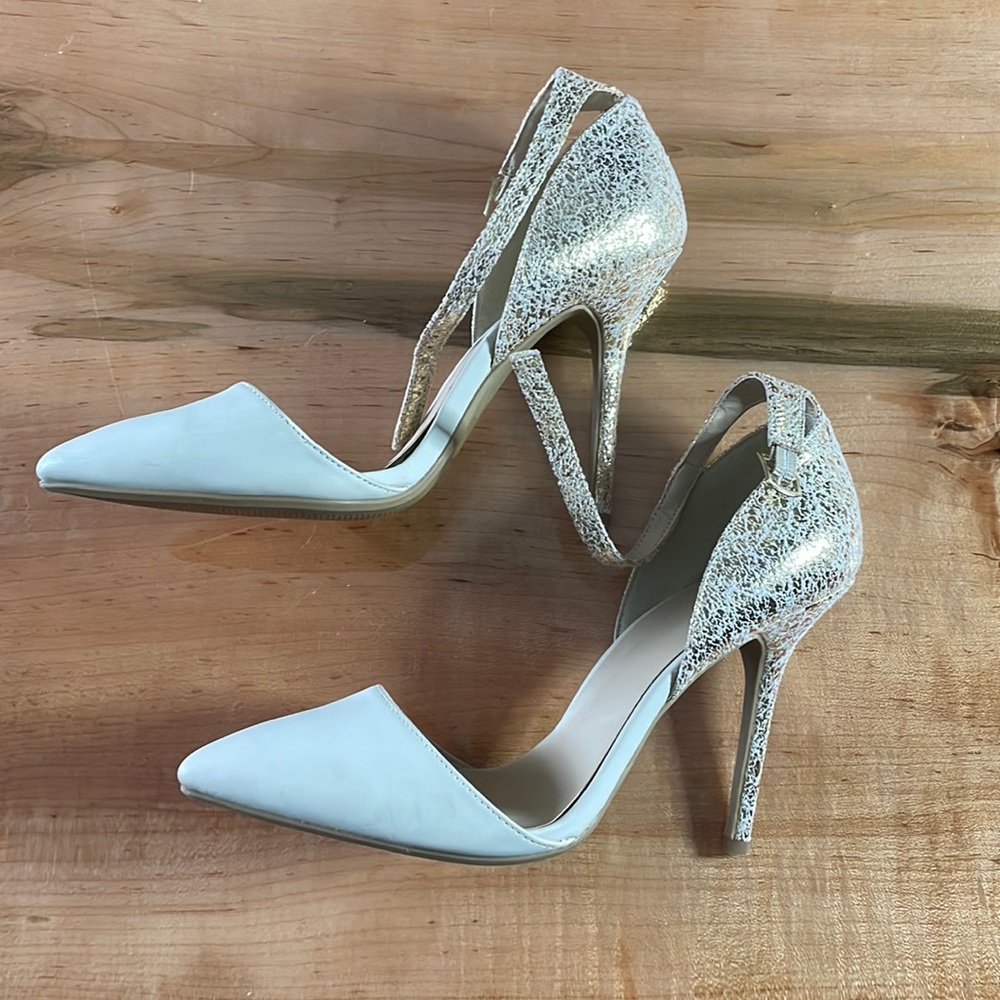 White sparkly heels